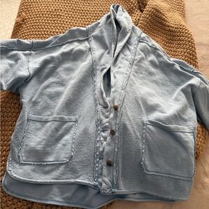 Free People Sky Blue Teddy Jacket